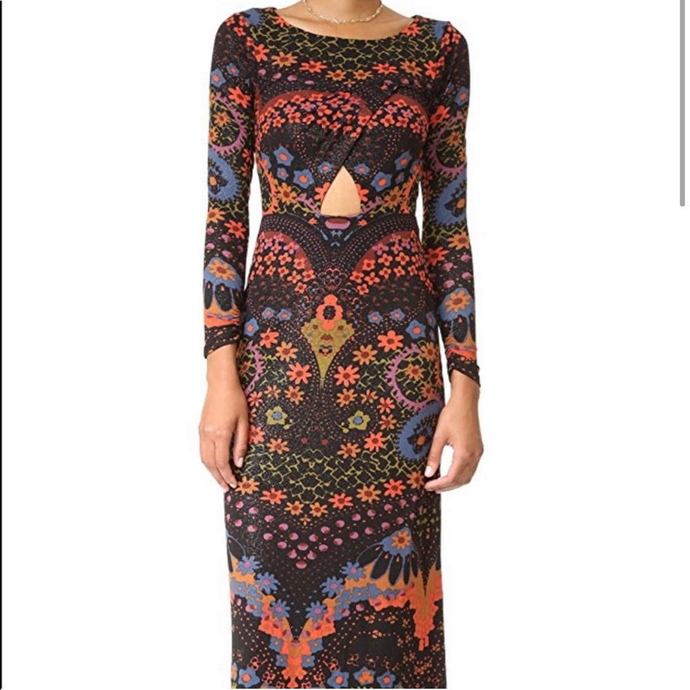 Free People long sleeve black combo dress